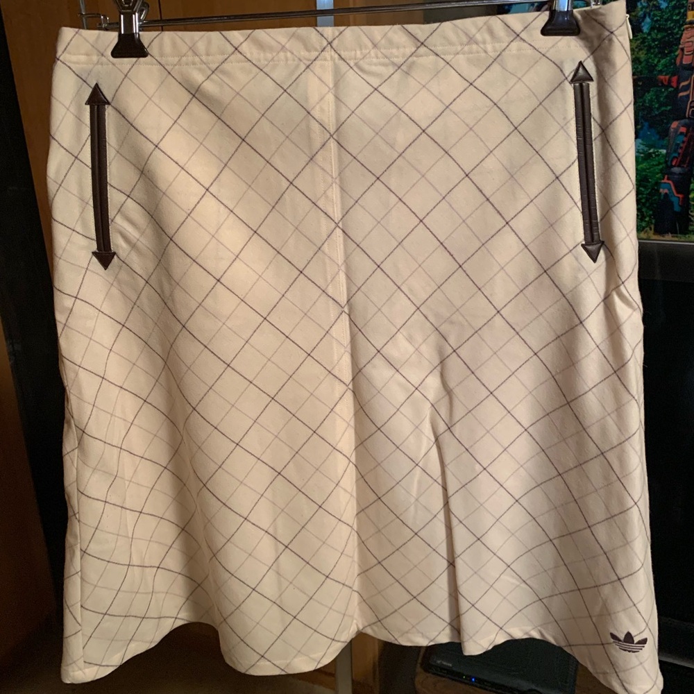 Adidas Women's Cream Plaid A-Line Skirt